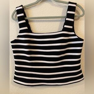 Black and White Striped Women's Top